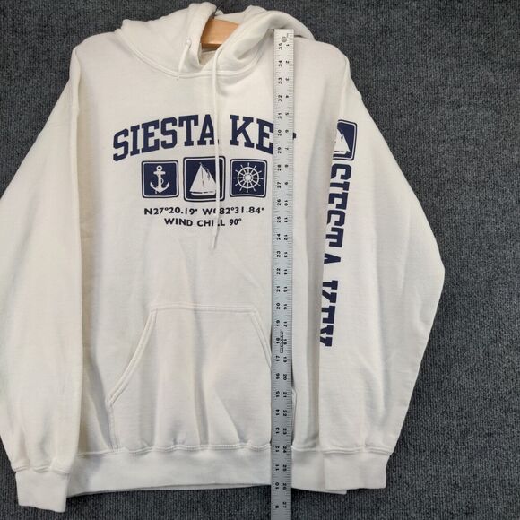Siesta Key FL Hoodie Sweatshirt Mens Medium Pullover White Polycotton Blend - Picture 9 of 14